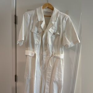 Lane Bryant White Short Sleeve Denim Jumpsuit Size 16